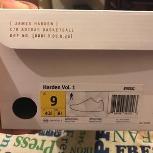 Men’s James Harden c/o Adidas basketball shoes.